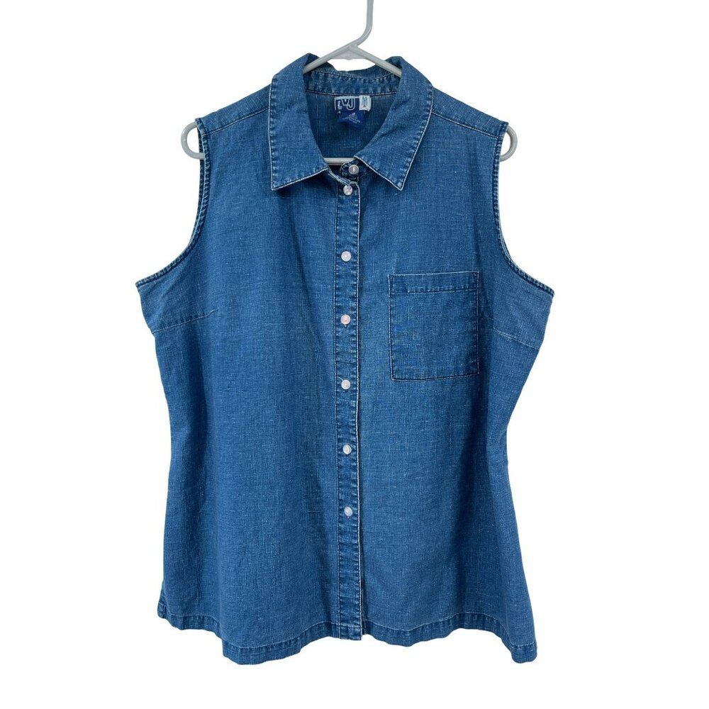 Vintage Venezia Jeans Linen Cotton Sleeveless Blouse 18/20 Used Linen Cotton